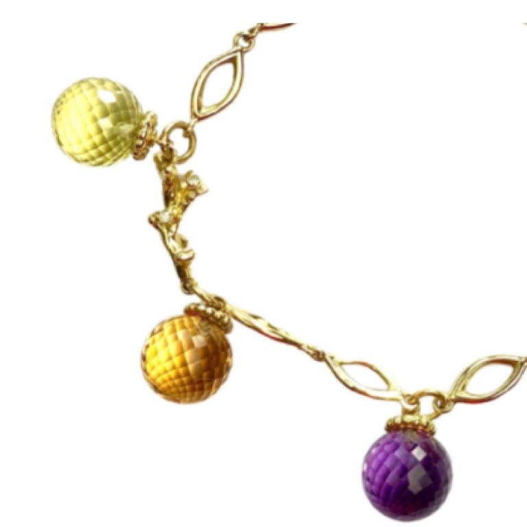 Néo-baroque Bracelet en or jaune avec citrine, améthyste et diamants en vente