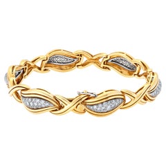 Yellow Gold Bracelet with over 3.50 Carats Full Cut Round Brilliant Diamonds Set