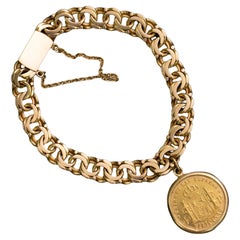 Pulsera de Oro Amarillo con Moneda de Filipinas Circa 1980s