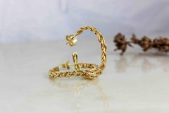 Yellow Gold Braided Hoop Earrings 9K