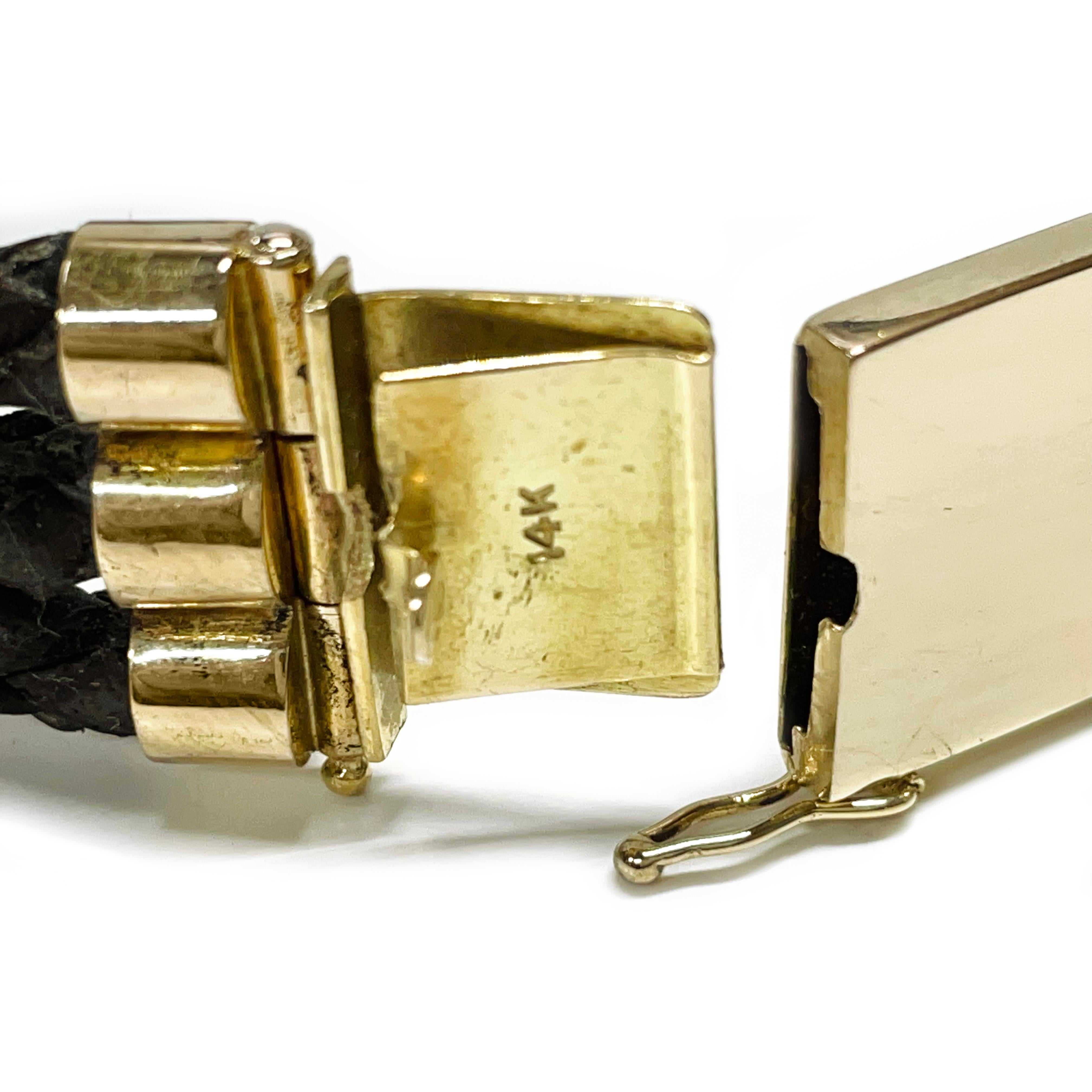 Bracelet en cuir tressé or jaune en vente 1
