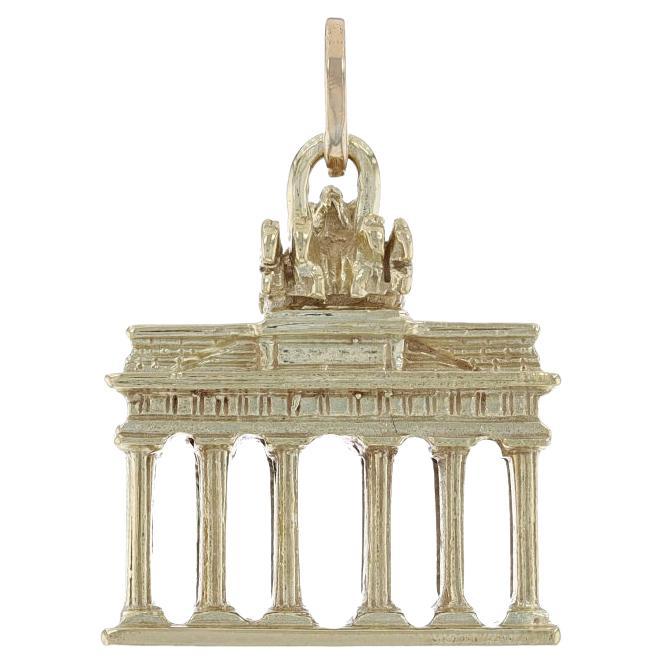 Yellow Gold Brandenburg Gate Charm - 14k Berlin, Germany Neoclassical Monument For Sale