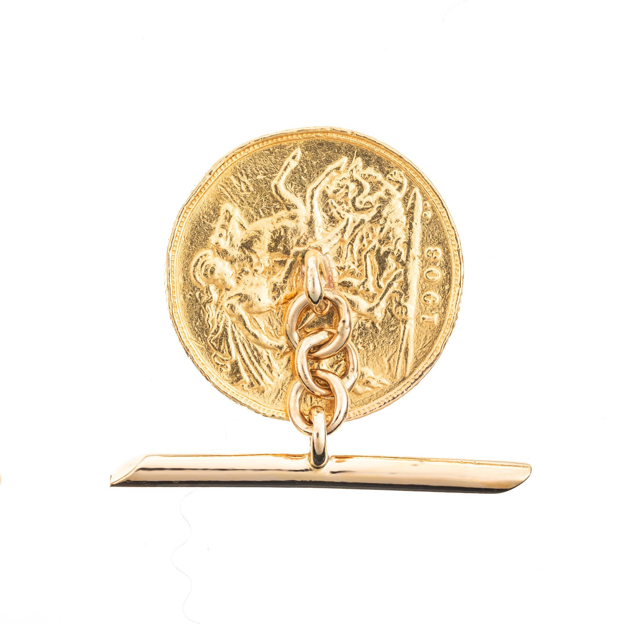 British Full Sovereign Manschettenknöpfe aus Gelbgold Herren