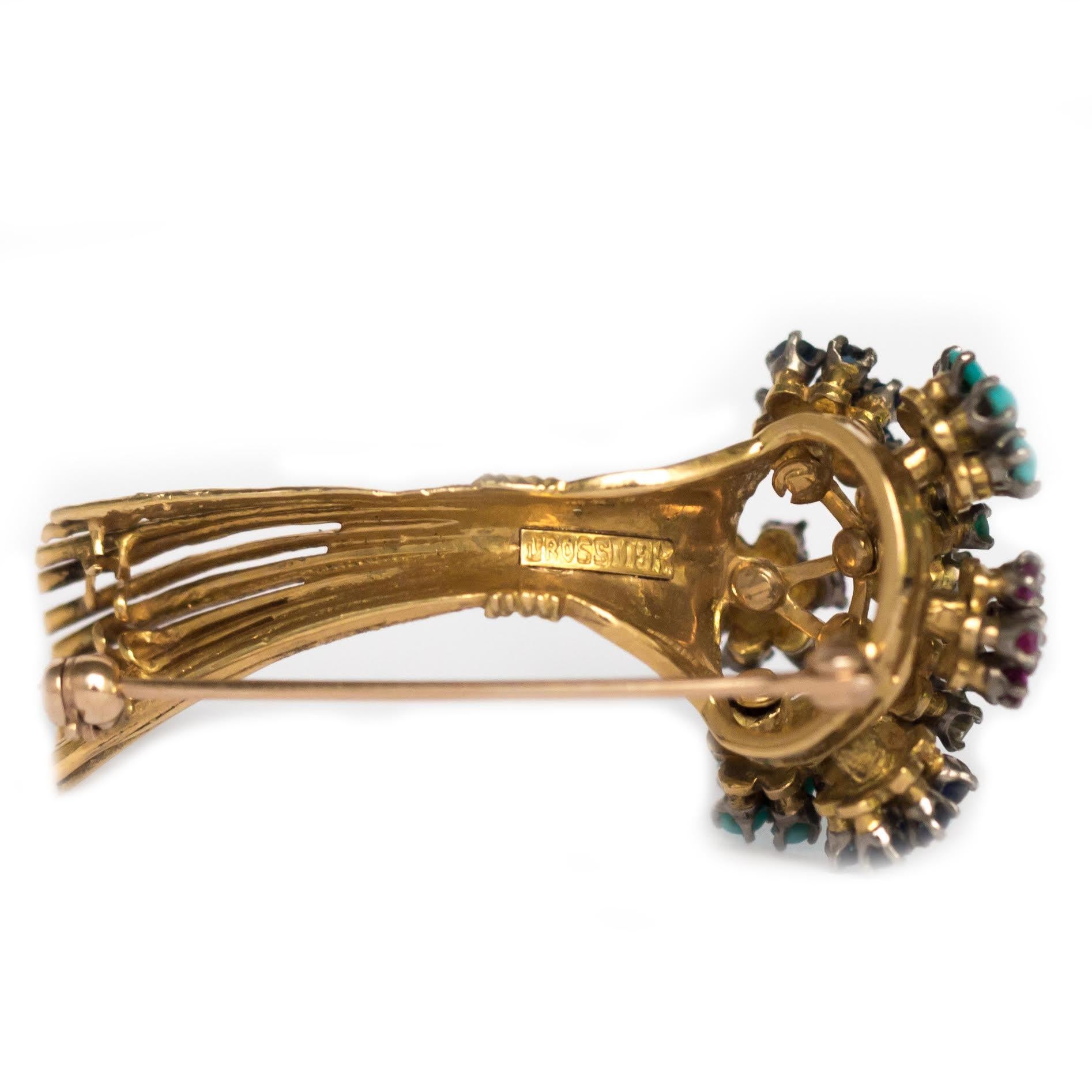 Retro Yellow Gold Brooch For Sale