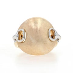 Yellow Gold Brushed Dome Statement Ring - 14k Geometric