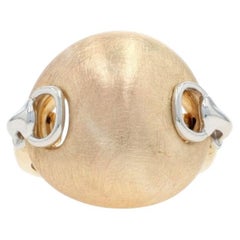 Yellow Gold Brushed Dome Statement Ring - 14k Geometric