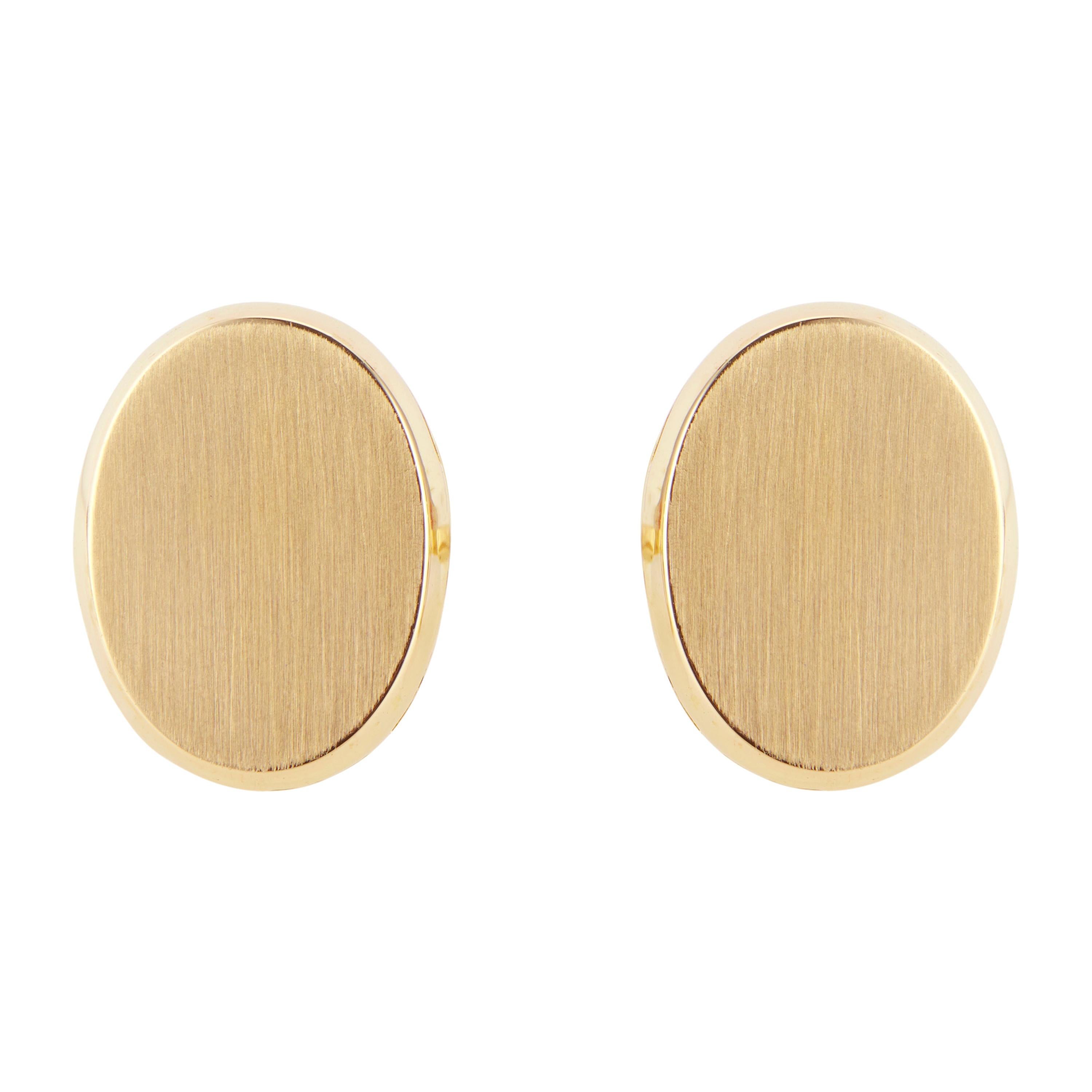 Yellow Gold Brushed Finish Cufflinks For Sale