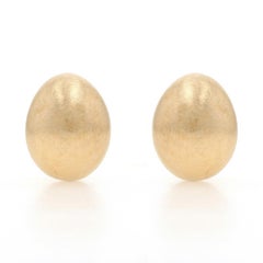 Yellow Gold Brushed Large Dome Stud Earrings - 14k Pierced