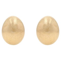Yellow Gold Brushed Large Dome Stud Earrings - 14k Pierced