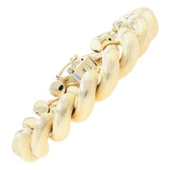 Yellow Gold Brushed San Marco Chain Bracelet, 18 Karat Box Clasp
