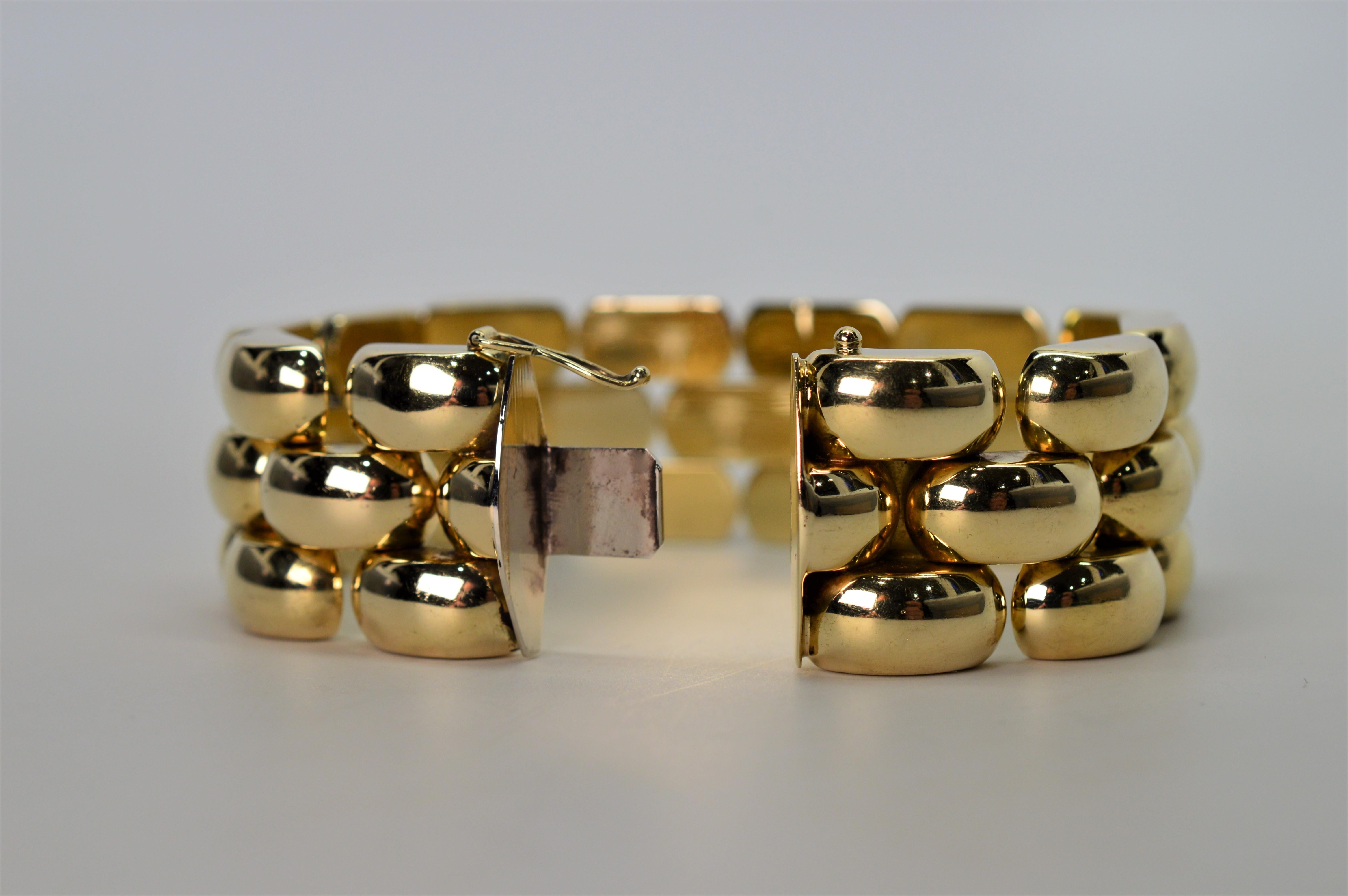 Bracelet rétro à maillons bullés en or jaune Excellent état - En vente à Mount Kisco, NY