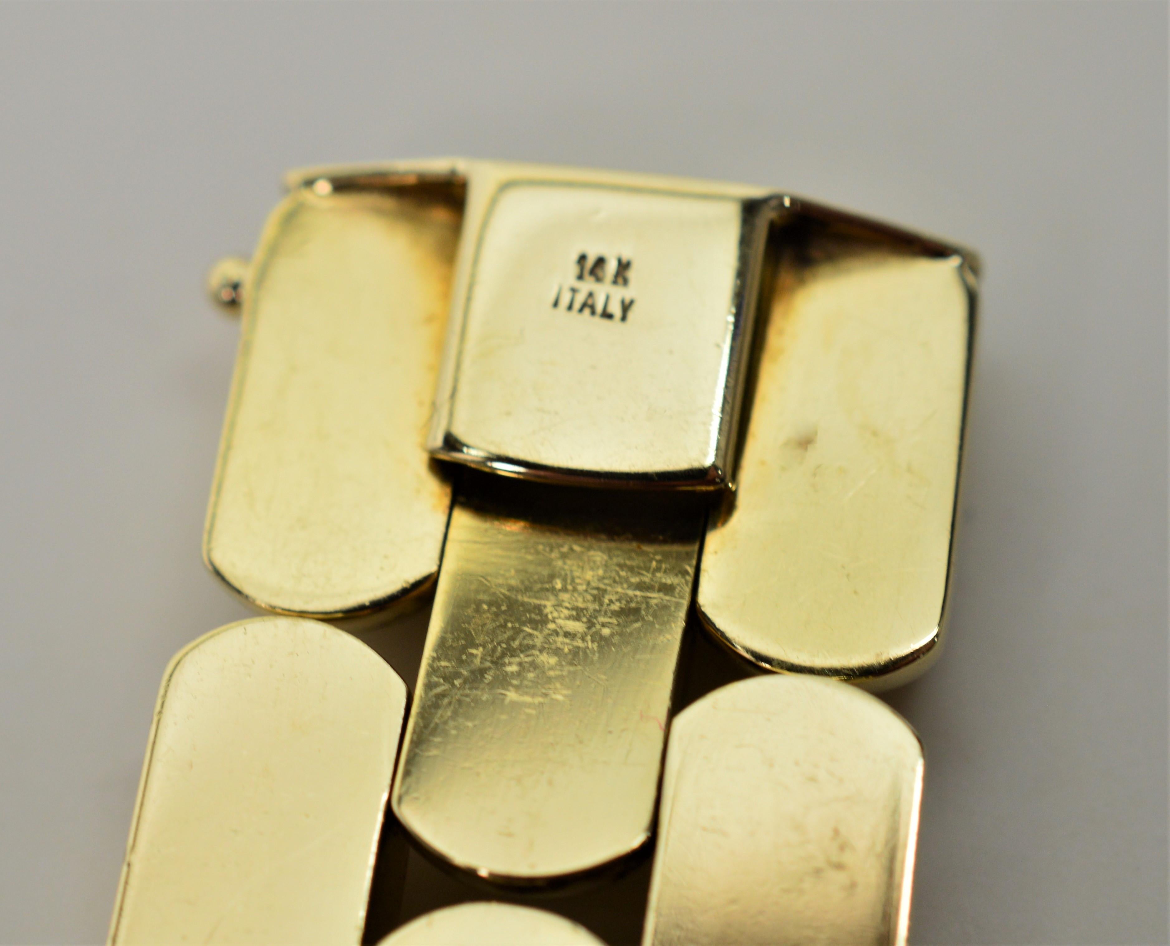 Bracelet rétro à maillons bullés en or jaune en vente 1