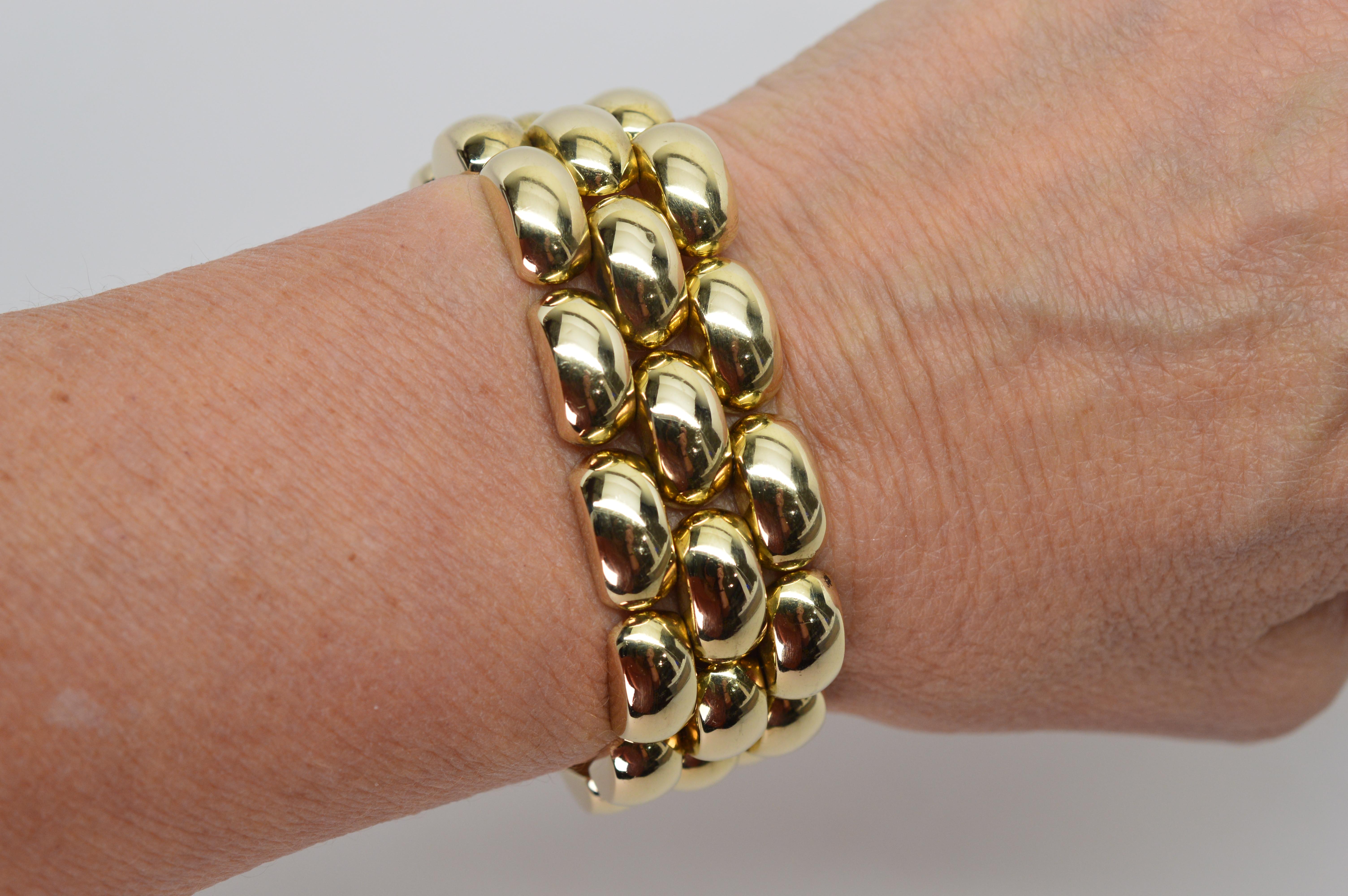 Women's Retro 14 Karat Yellow Gold Bubble Link Bracelet For Sale