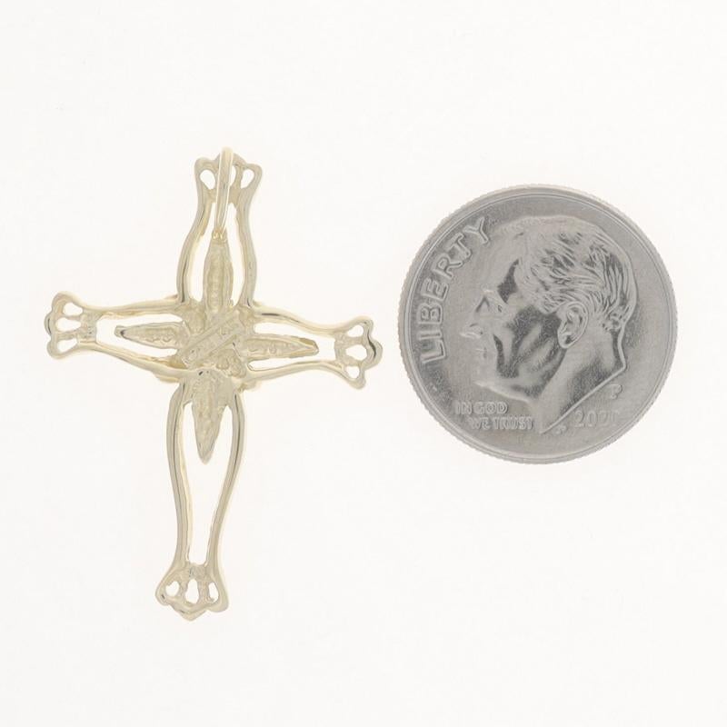 Yellow Gold Budded Cross Pendant - 14k Faith In Excellent Condition For Sale In Greensboro, NC