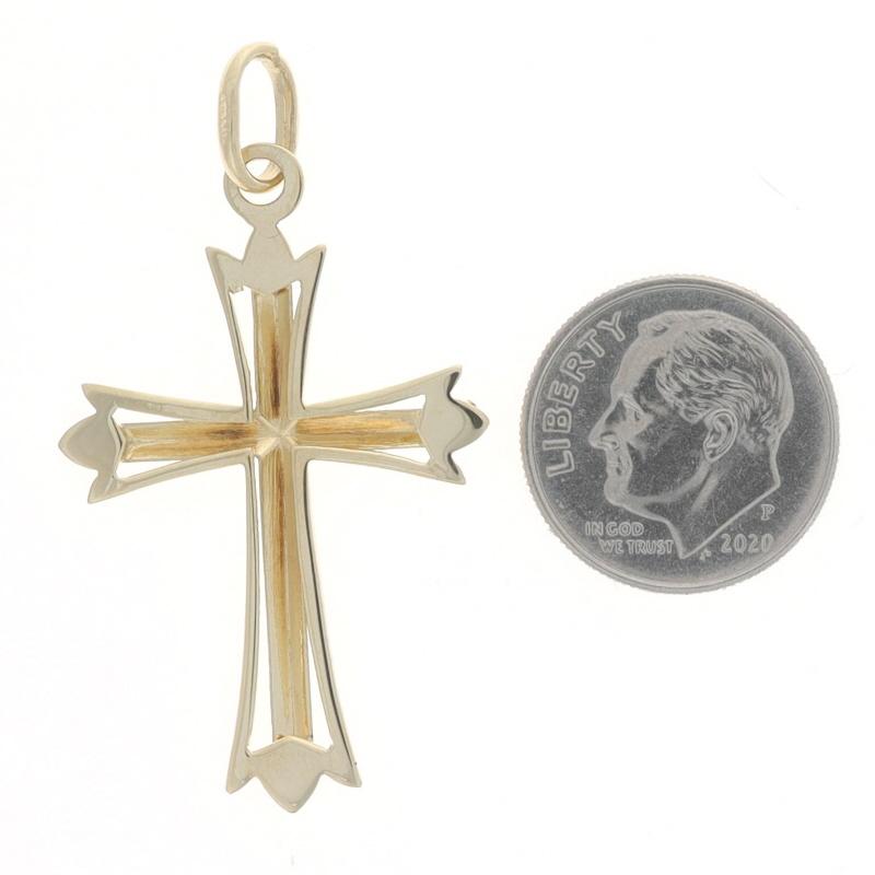 Budded-Kreuz-Anhänger aus Gelbgold - 14k Glauben Damen im Angebot