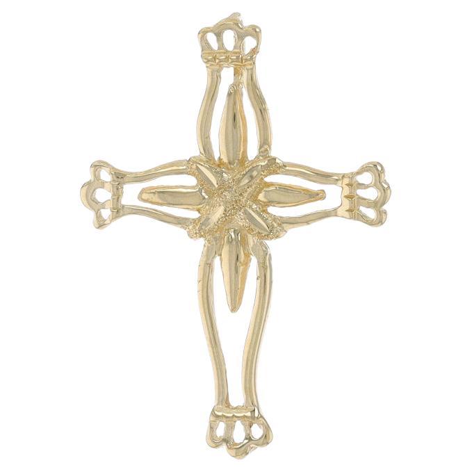 Yellow Gold Budded Cross Pendant - 14k Faith For Sale