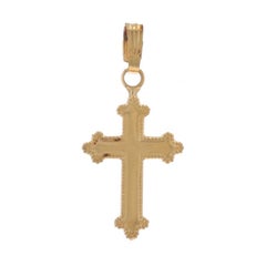 Yellow Gold Budded Cross Pendant - 14k Faith