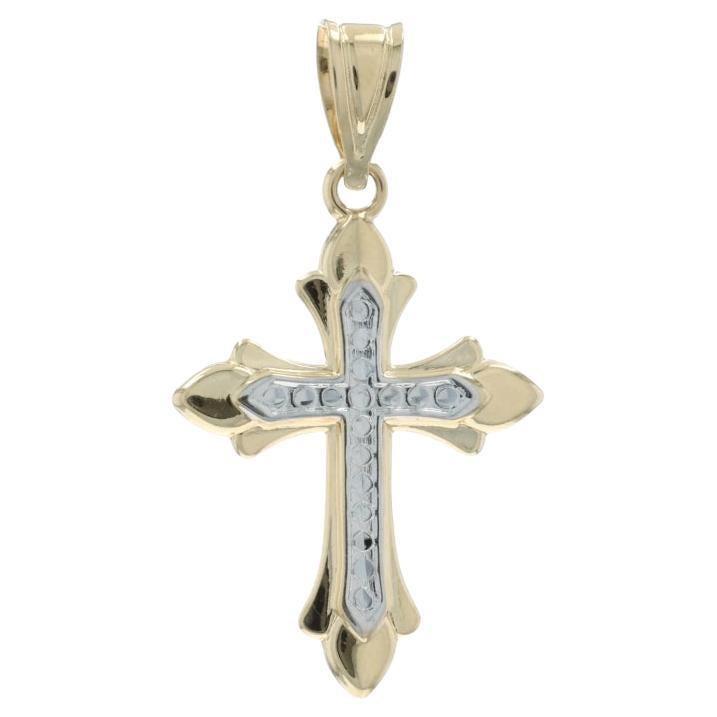 Pendentif Croix en or jaune avec bourgeons 14k Faith