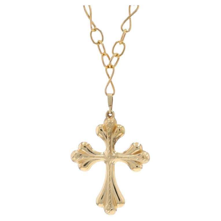 Collier pendentif croix bouddhiste en or jaune 32" - Faith 14k