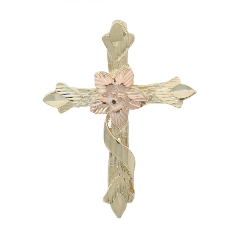 Contenu en métal : Or jaune 14k et or rose 14k

Thème : Croix à fleurs bourgeonnantes, Foi
Caractéristiques : Décor gravé

Mesures

Haut : 1 9/32