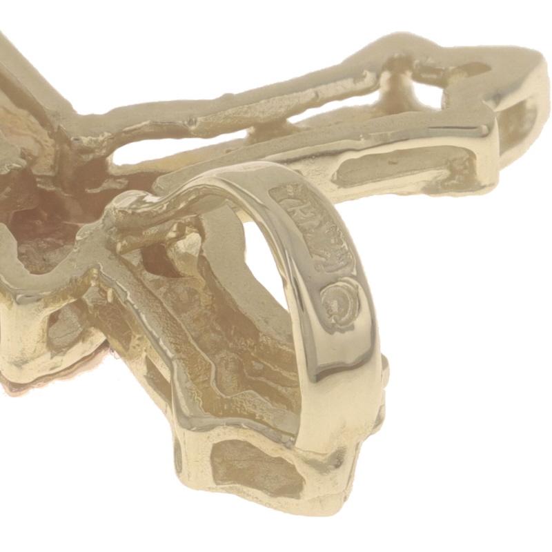 Pendentif croix fleurie en or jaune 14k Faith en vente 1