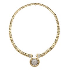 Bulgari Necklace, "Monete" Collection, Sapphires and Diamonds
