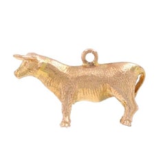 Yellow Gold Bull Charm - 10k Cattle Livestock