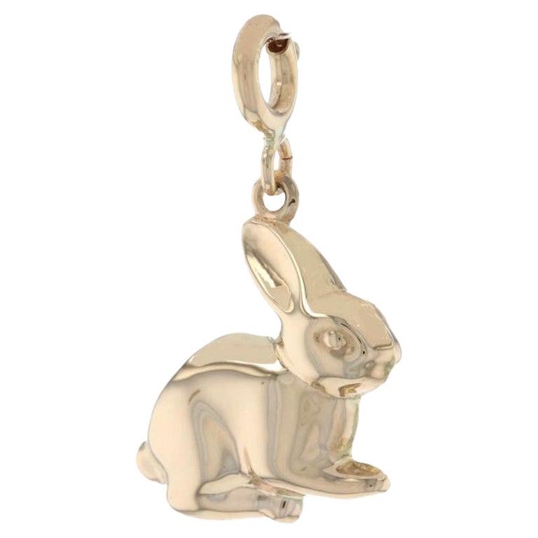 Yellow Gold Bunny Rabbit Charm, 14k Easter Springtime