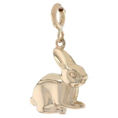 Yellow Gold Bunny Rabbit Charm, 14k Easter Springtime