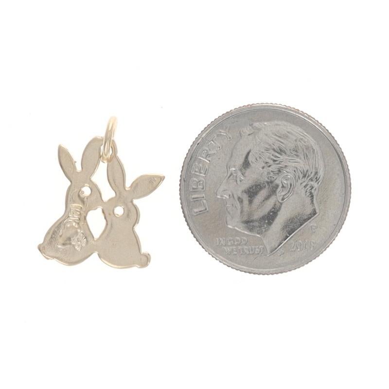 Women's Yellow Gold Bunny Rabbit Duo Charm - 14k Springtime Easter Holiday Pendant