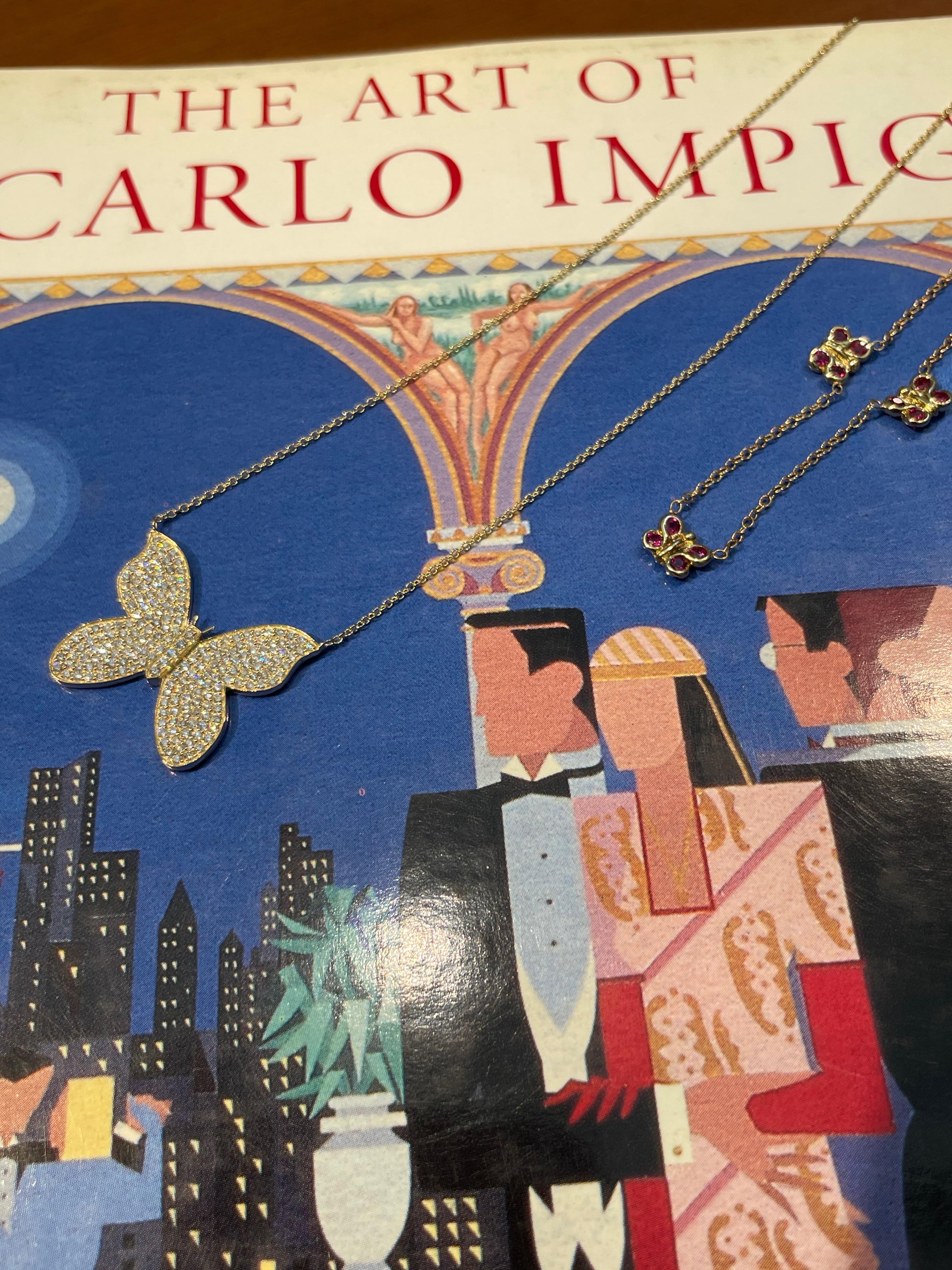 Collier de papillons en or jaune avec diamants pavés Neuf - En vente à New York, NY