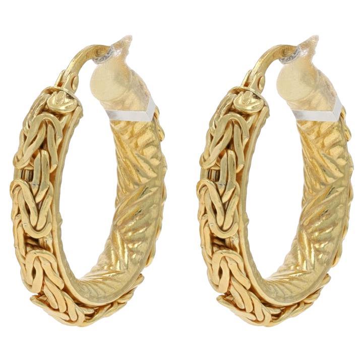 Boucles d'oreilles Byzantine en or jaune 14k percées Italie en vente