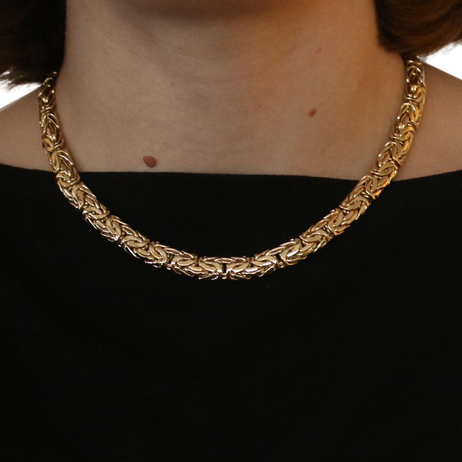 Yellow Gold Byzantine Chain Necklace 