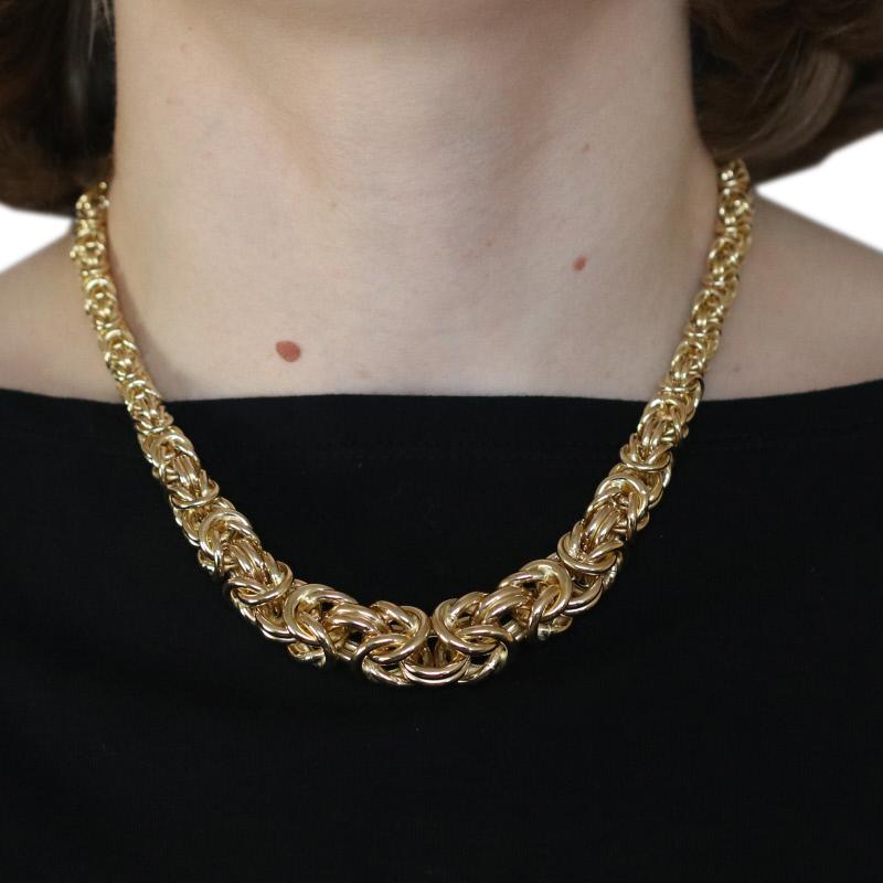 Yellow Gold Byzantine Chain Necklace 