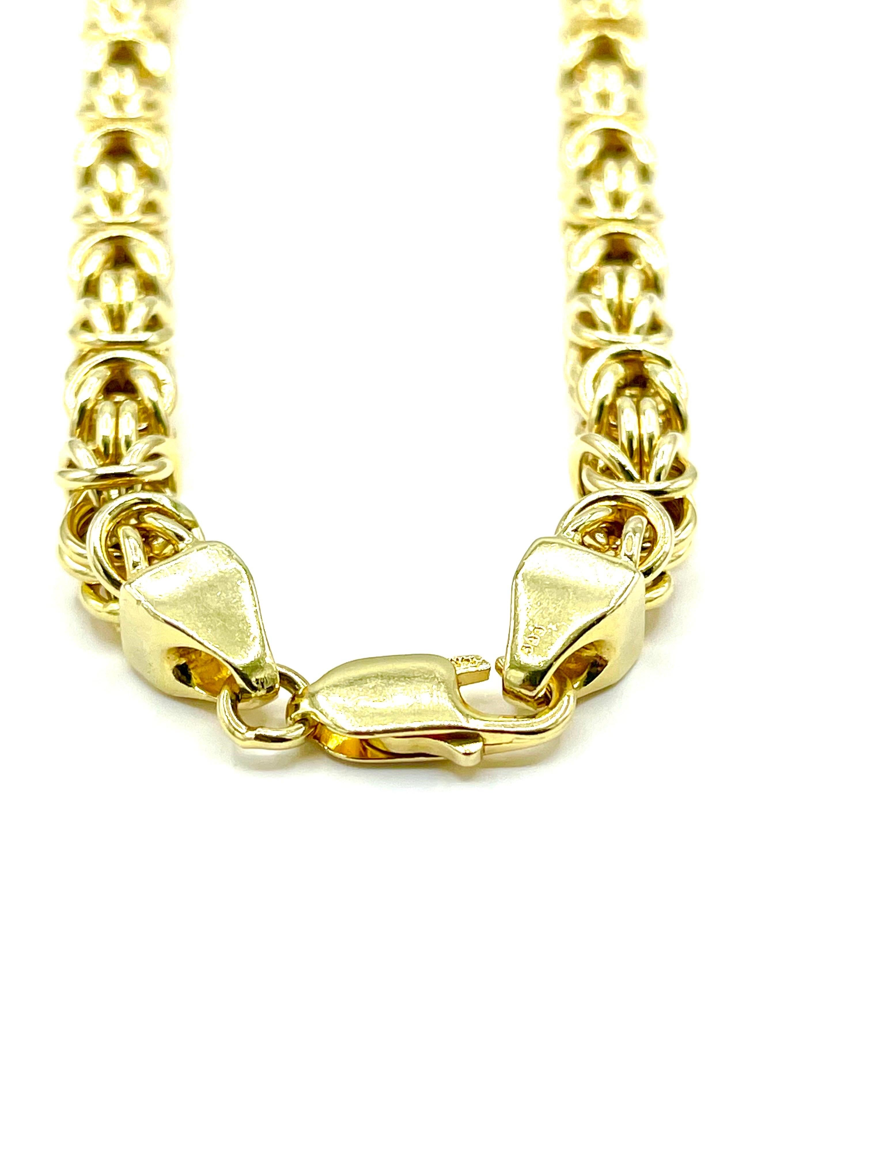 Women's or Men's Yellow Gold Byzantine Graduated Necklace