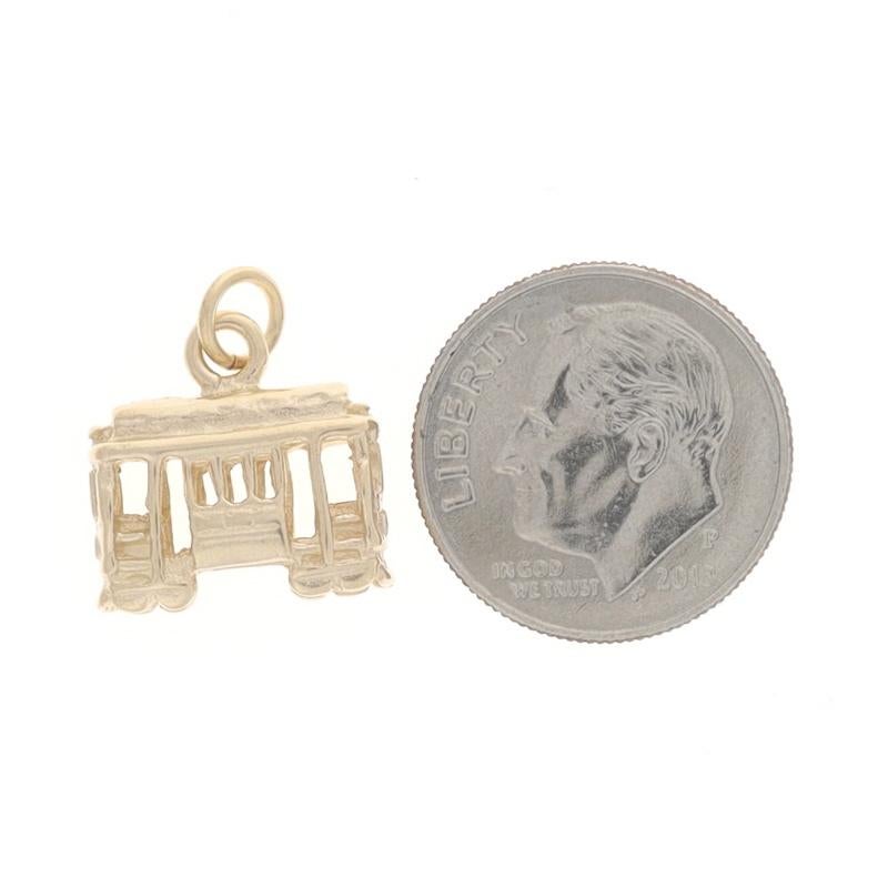 Women's or Men's Yellow Gold Cable Car Charm - 14k Trolley Transportation For Sale