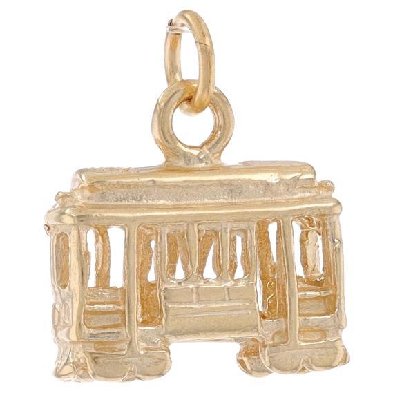 Yellow Gold Cable Car Charm - 14k Trolley Transportation For Sale