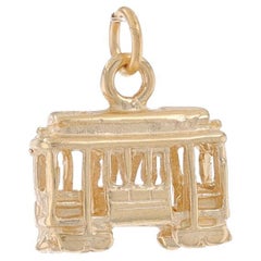 Yellow Gold Cable Car Charm - 14k Trolley Transportation