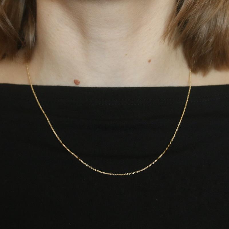 Women's Yellow Gold Cable Chain Necklace - 14k Italy Adjustable Length For Sale
