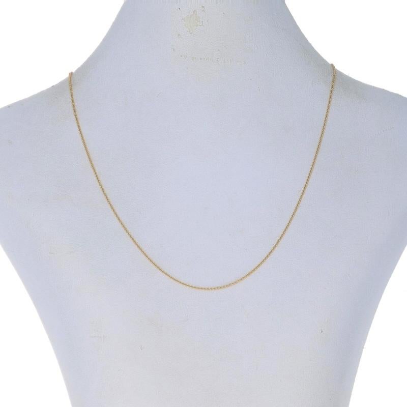 Metal Content: 14k Yellow Gold

Chain Style: Cable
Necklace Style: Chain
Fastening Type: Lobster Claw Clasp

Measurements
Length: 15 3/4