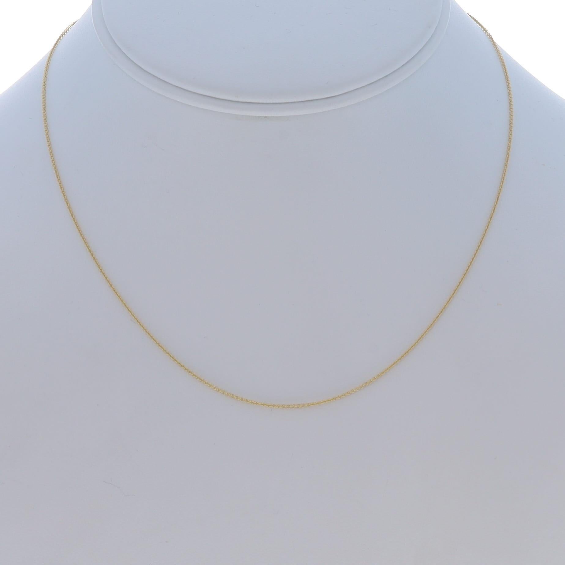 Contenuto del metallo: Oro giallo 14k

Stile della catena: Cavo
Stile della collana: Catena
Tipo di chiusura: Chiusura a moschettone

Misure

Lunghezza: 16