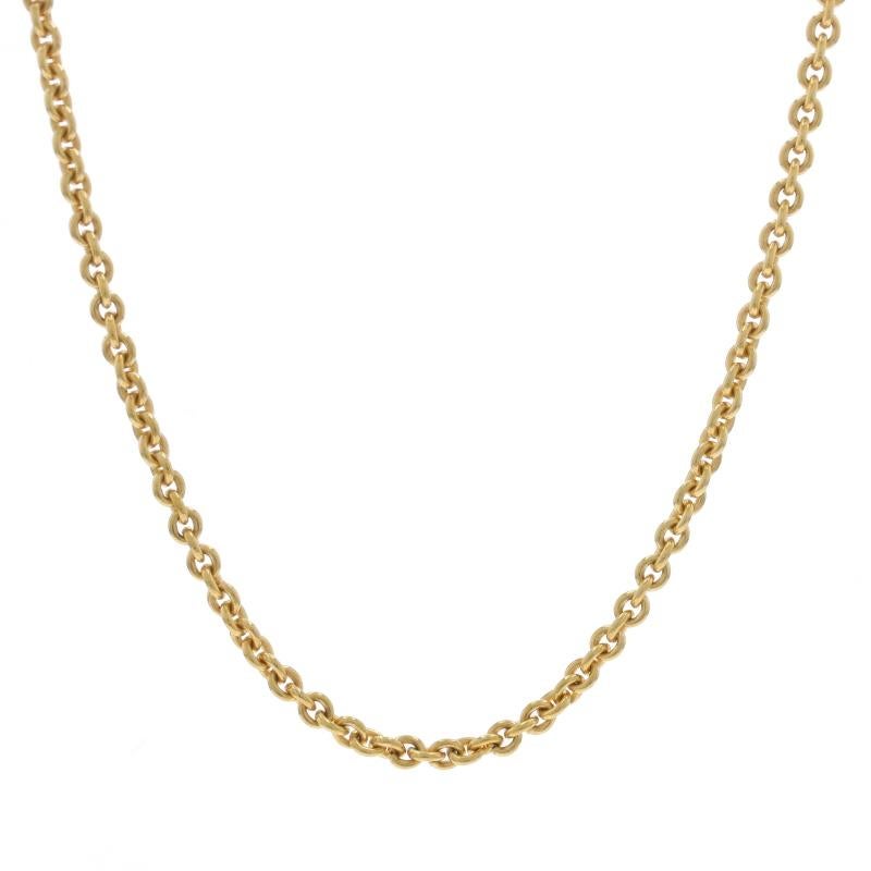 Contenido de metal: Oro amarillo de 18 quilates

Estilo de cadena: Cable
Estilo de collar: Cadena
Tipo de cierre: Cadena de pinza de langosta

Medidas

Longitud: 20
Anchura: 3/32