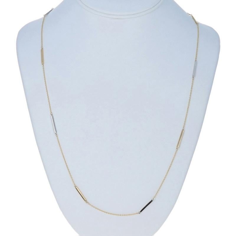 Women's Yellow Gold Cable Chain Station Necklace 30