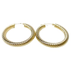 Yellow Gold Cable Hoop Earrings