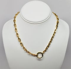 Yellow Gold Cable Style Straight Pocket Watch Chain or Necklace
