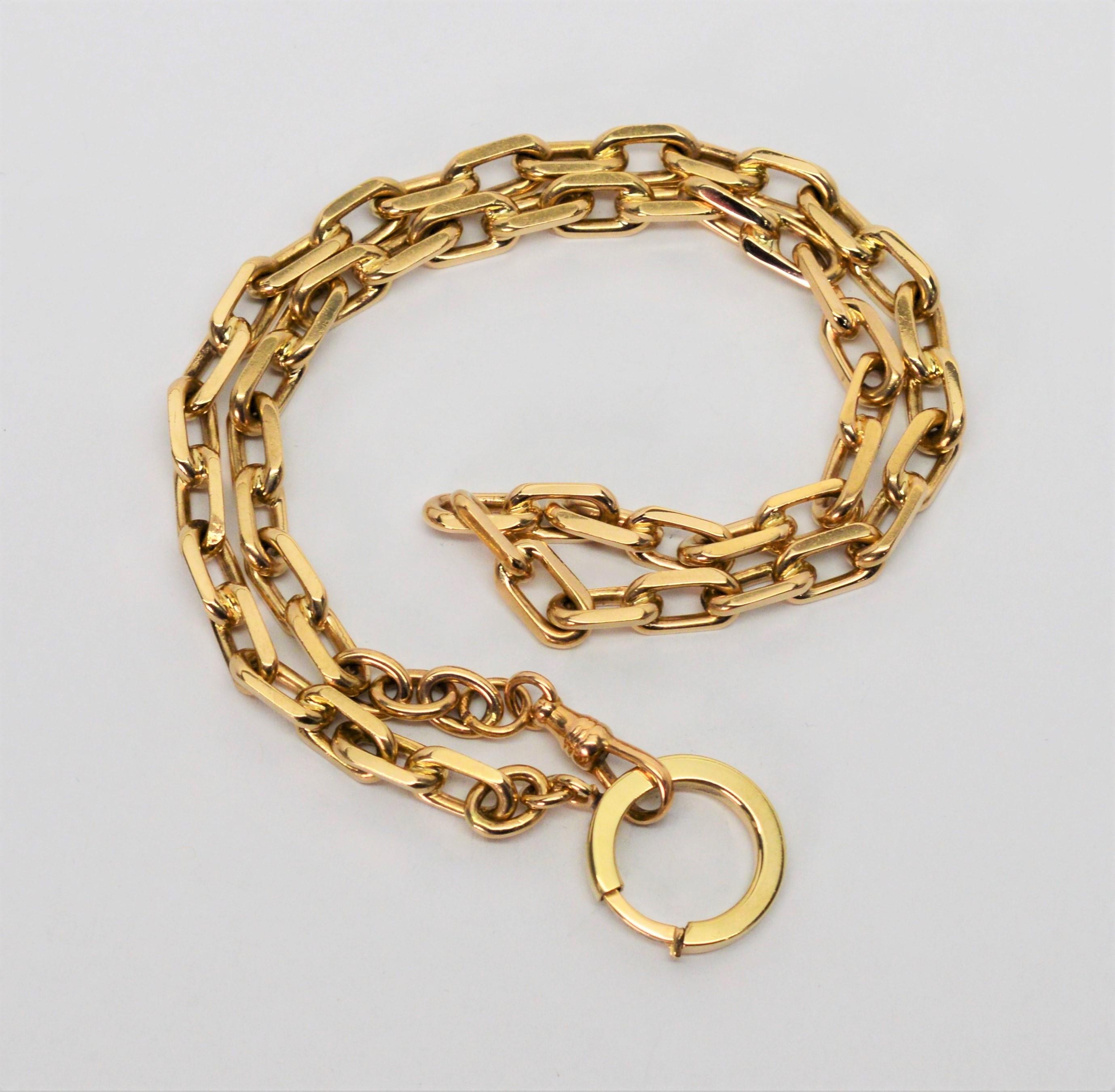 Yellow Gold Cable Style Straight Pocket Watch Chain or Necklace at ...