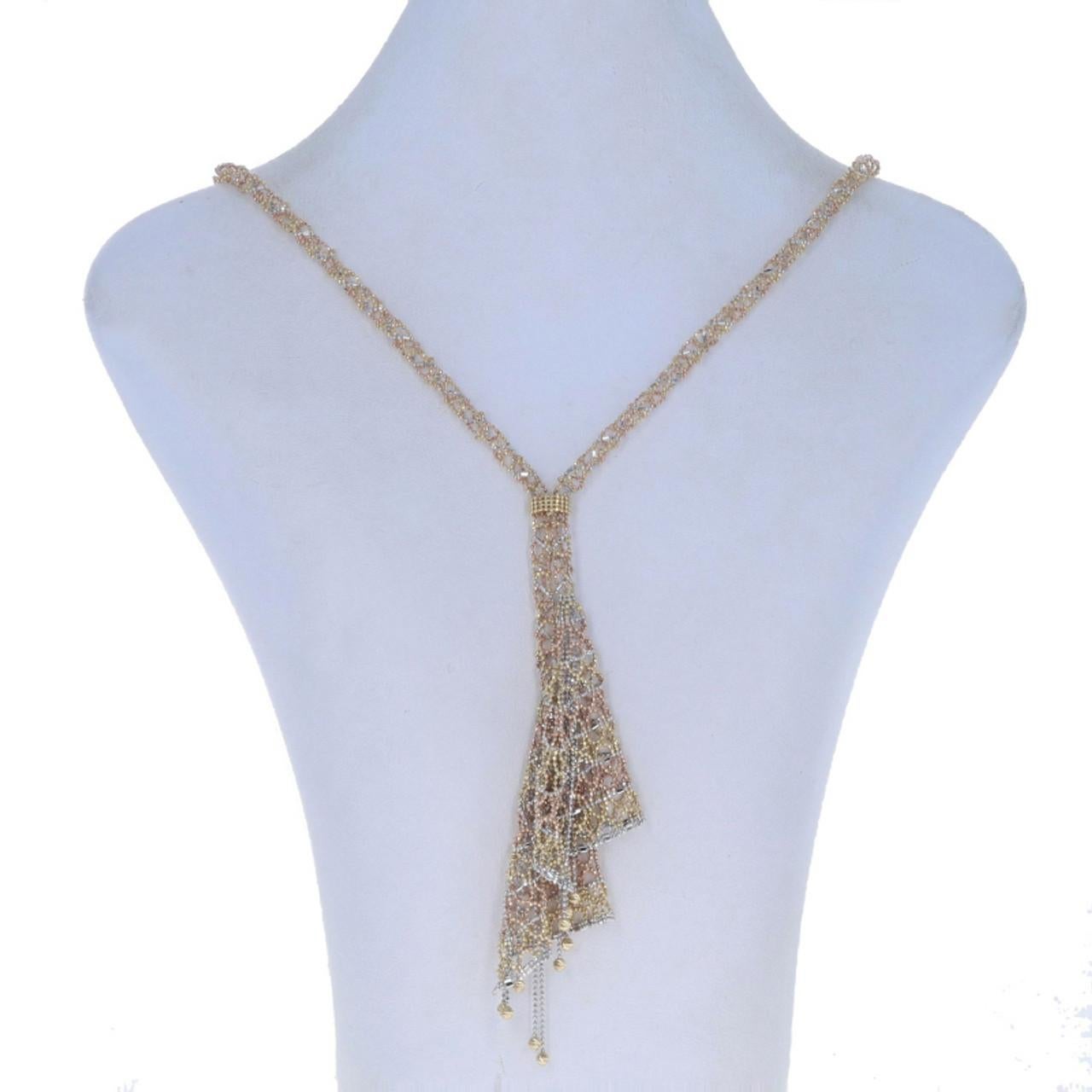 Yellow Gold Calla Lily Lariat Necklace 18k Flowers Adjustable

Additional information:
Material: Metal 18k Yellow Gold, 18k White Gold, & 18k Rose Gold
Style: Lariat
Chain Styles: Diamond Cut Bead & Diamond Cut Dot Dash Bead
Necklace Style: