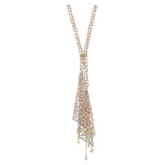 Gelbgold Calla Lily Lariat Halskette mit 18k Blumen verstellbar