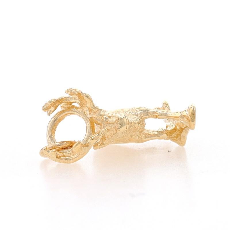 Yellow Gold Caribou Charm - 14k Reindeer Wildlife In Excellent Condition For Sale In Greensboro, NC