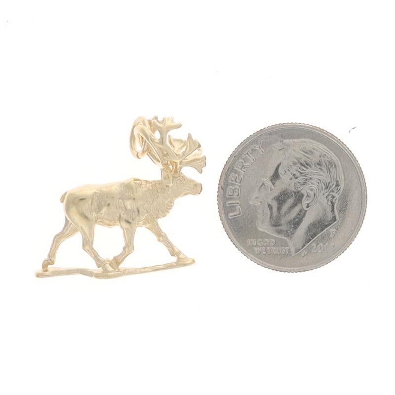 Women's or Men's Yellow Gold Caribou Charm - 14k Reindeer Wildlife For Sale